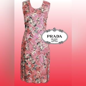 Prada Pink and White Sleeveless Sheath Cocktail Dress